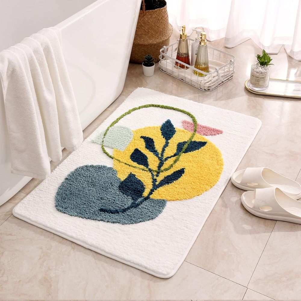 Sklisikker badematte med blomster