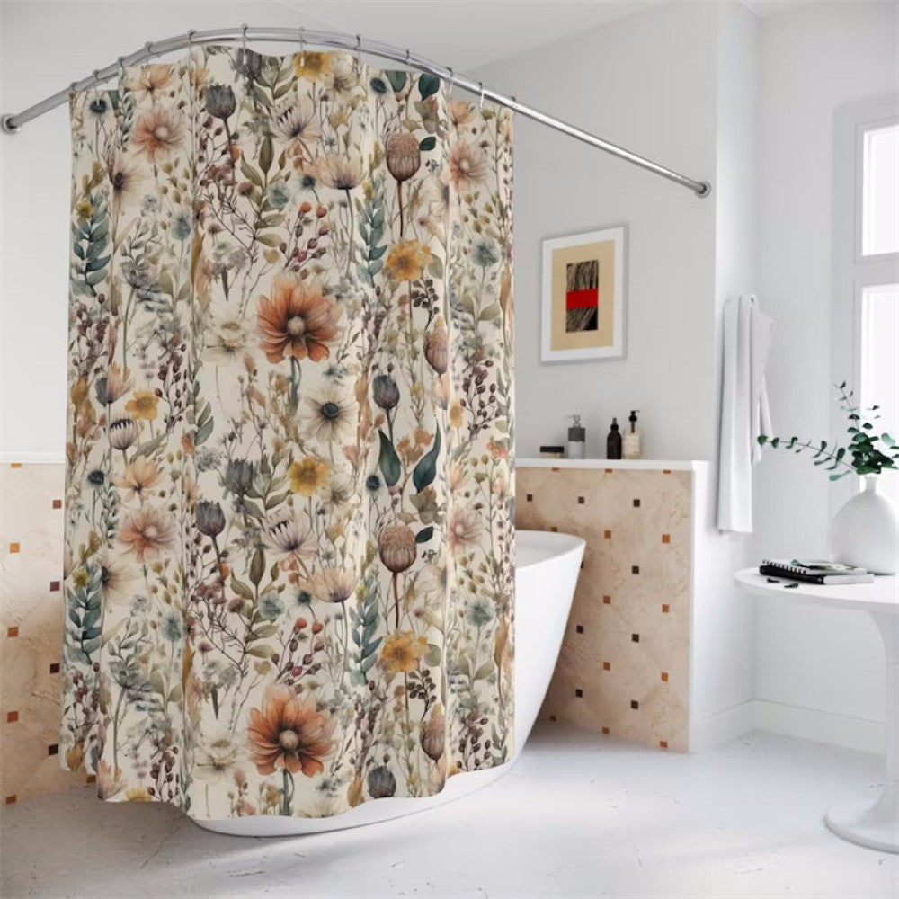 Dusjforheng med blomstrende blomster