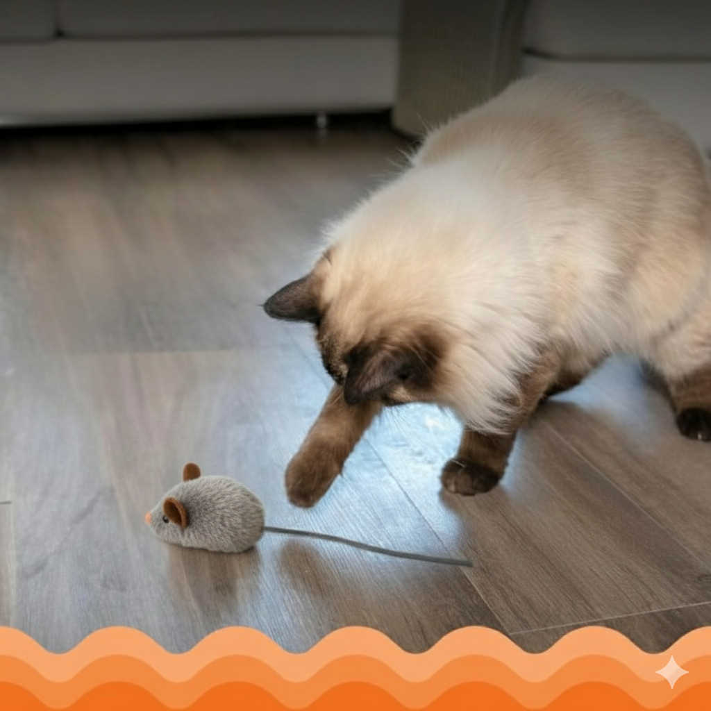 Catfri® SqueakyMouse 1+1 GRATIS: Realistisk Interaktiv Plysj Katte Leke Pepende Mus