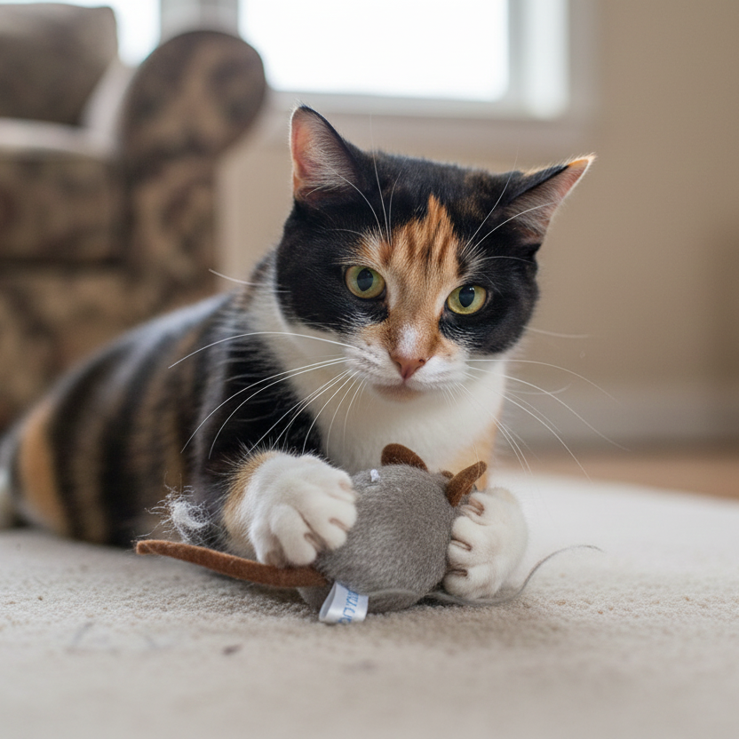 Catfri® SqueakyMouse 1+1 GRATIS: Realistisk Interaktiv Plysj Katte Leke Pepende Mus