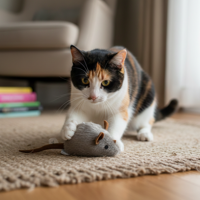 Catfri® SqueakyMouse 1+1 GRATIS: Realistisk Interaktiv Plysj Katte Leke Pepende Mus