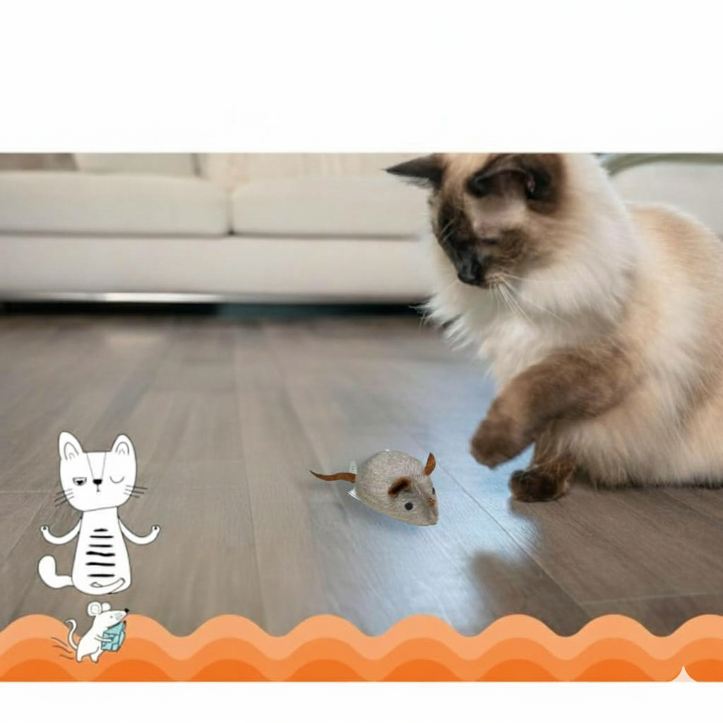 Catfri® SqueakyMouse 1+1 GRATIS: Realistisk Interaktiv Plysj Katte Leke Pepende Mus