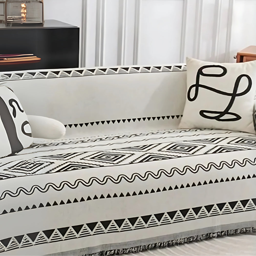 Sofatrekk med geometrisk boho-mønster