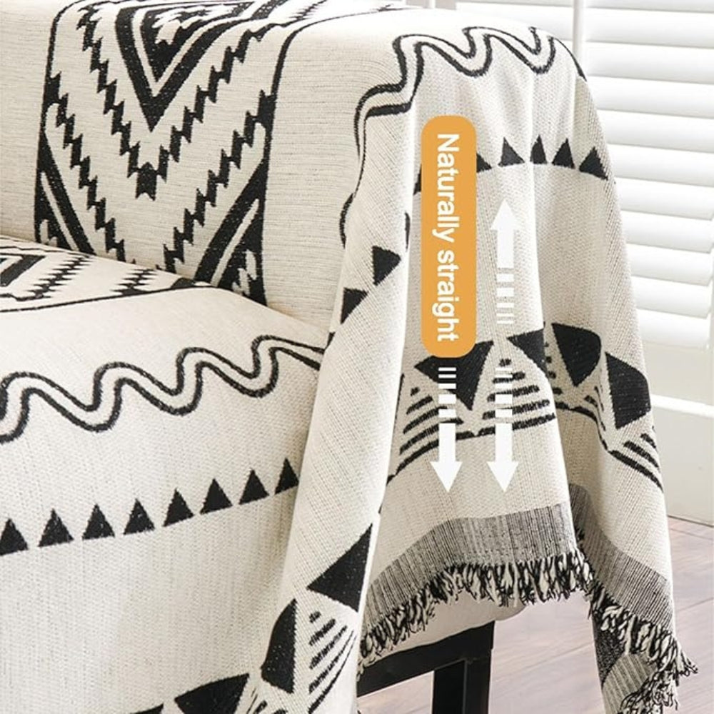 Sofatrekk med geometrisk boho-mønster