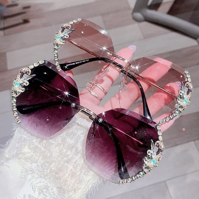 Rhinestone solbriller uden stel