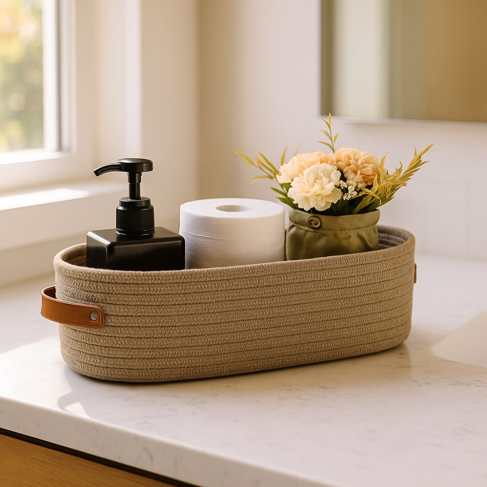 Harper vevd oppbevaringskurv – Warm Taupe