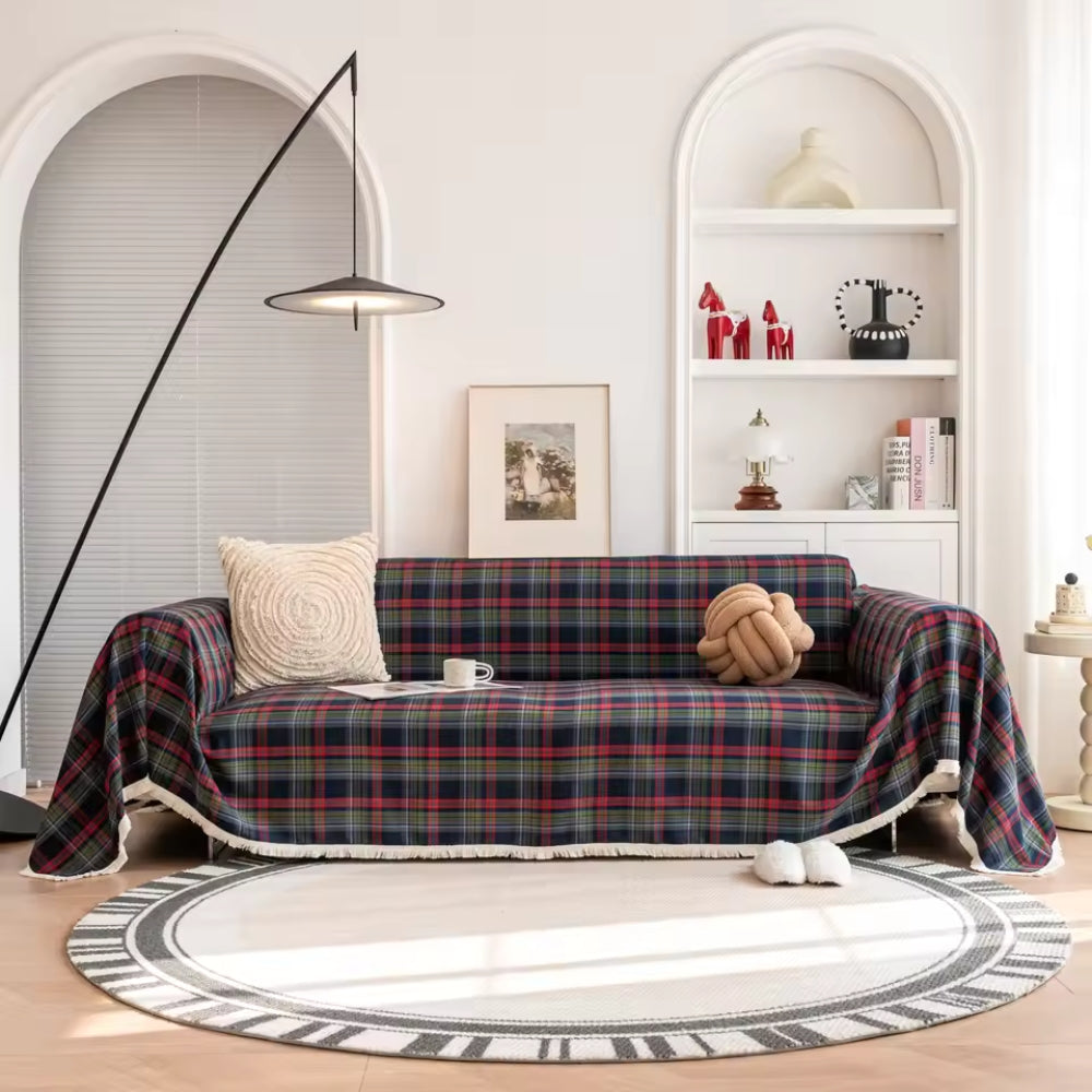 Hearthline rutete sofatrekk i hyttestil – Crimson Plaid