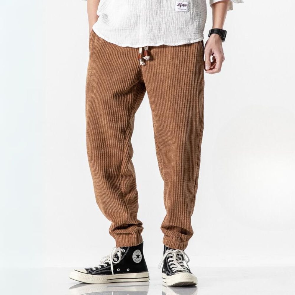 Herre Corduroy Joggingbukse med Justerbart Snor - NordHjem