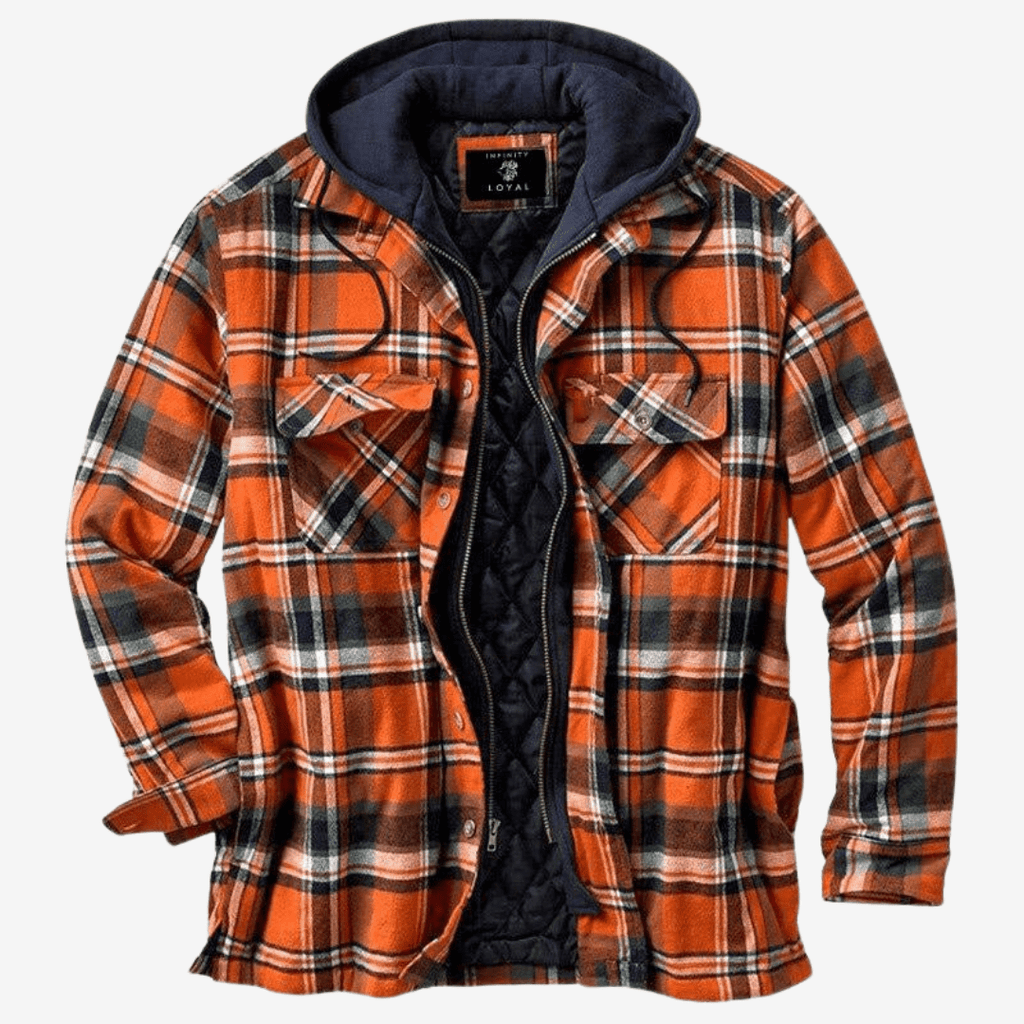 Herre Fleece Fôret Jakke med Hette i Rutete Design - NordHjem