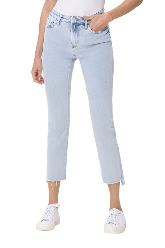 Dames Høy Midje Rett Jeans Lys Denim - NordHjem