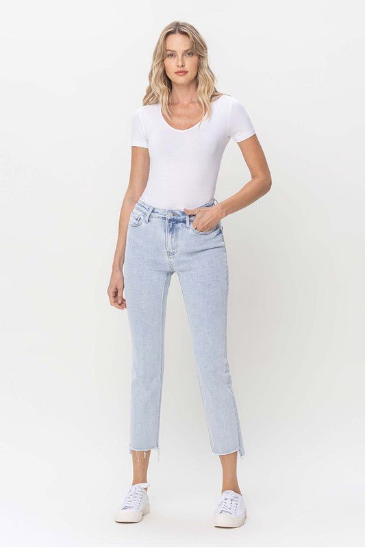 Dames Høy Midje Rett Jeans Lys Denim - NordHjem