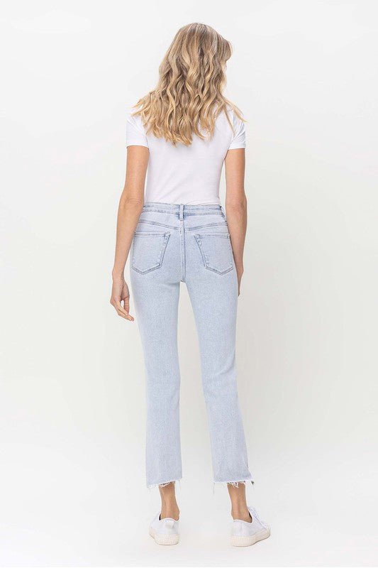 Dames Høy Midje Rett Jeans Lys Denim - NordHjem