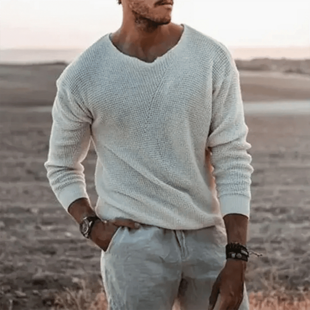 Herren Langermet Pullover i Strikket Materiale - NordHjem