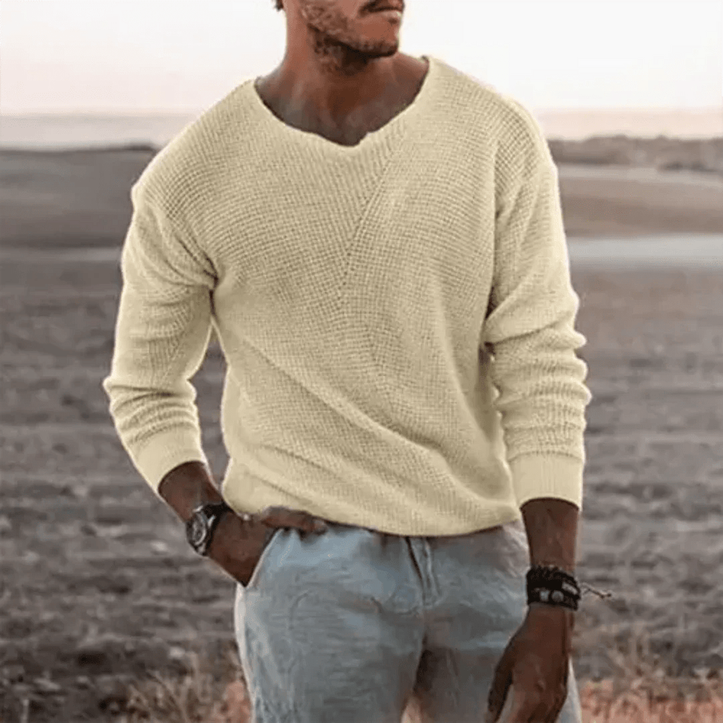 Herren Langermet Pullover i Strikket Materiale - NordHjem