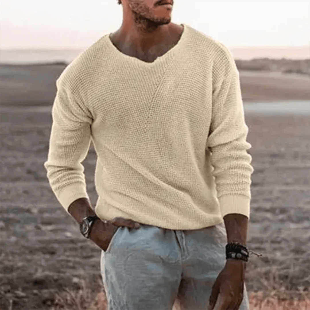 Herren Langermet Pullover i Strikket Materiale - NordHjem