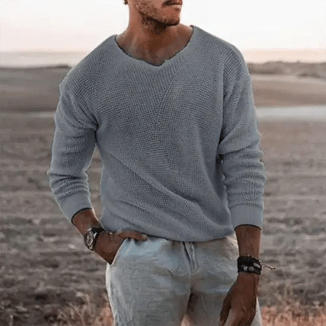 Herren Langermet Pullover i Strikket Materiale - NordHjem