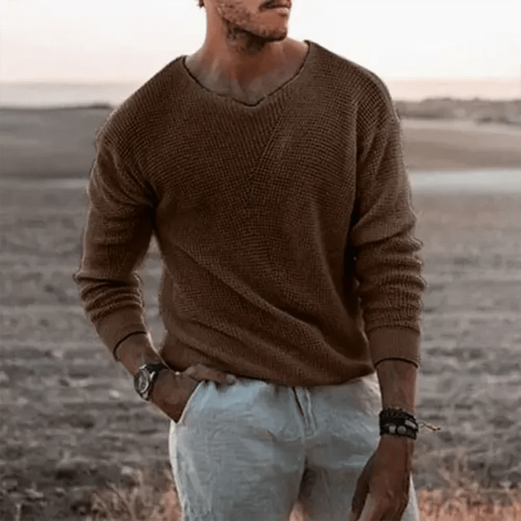 Herren Langermet Pullover i Strikket Materiale - NordHjem