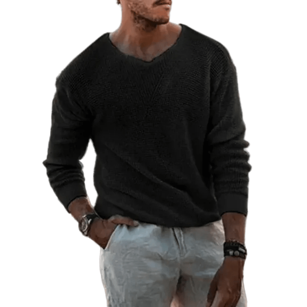 Herren Langermet Pullover i Strikket Materiale - NordHjem