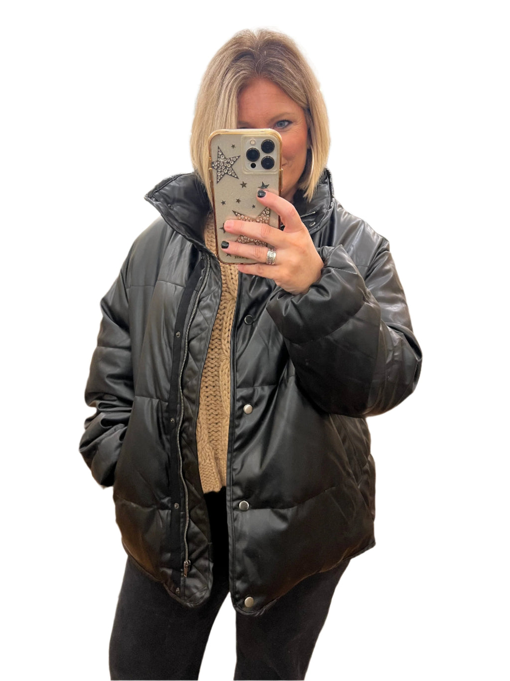 Dame Pufferjakke i Skinn - NordHjem