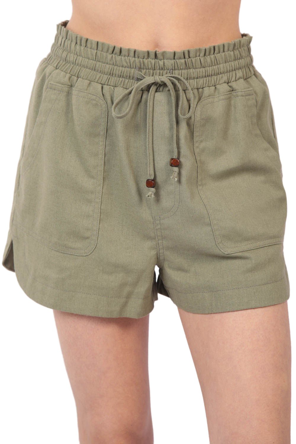 Dame linne Shorts med Elastisk Midje og Snor - NordHjem