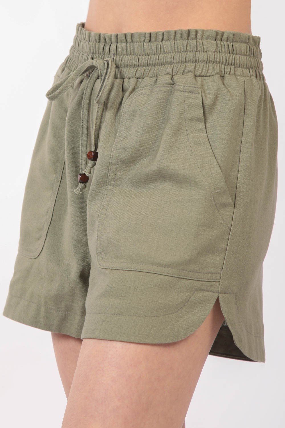 Dame linne Shorts med Elastisk Midje og Snor - NordHjem