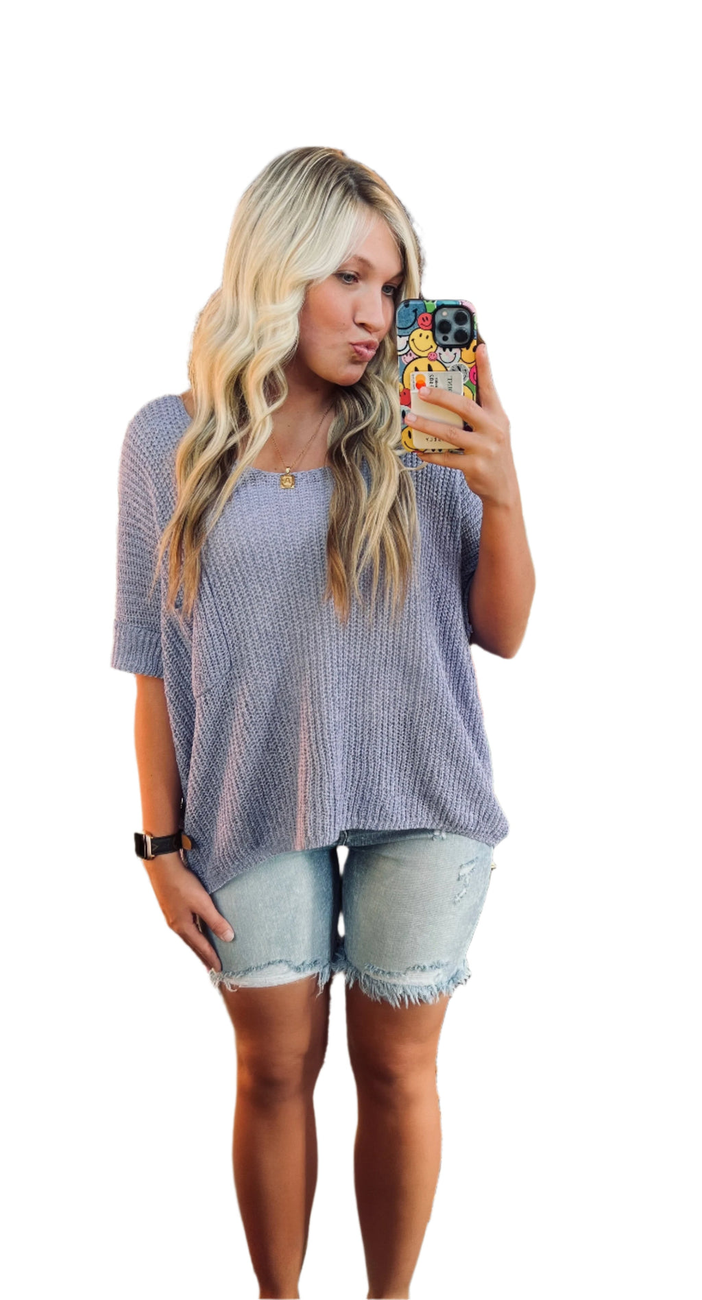 Høy Midje Distressed Bermuda Shorts - NordHjem