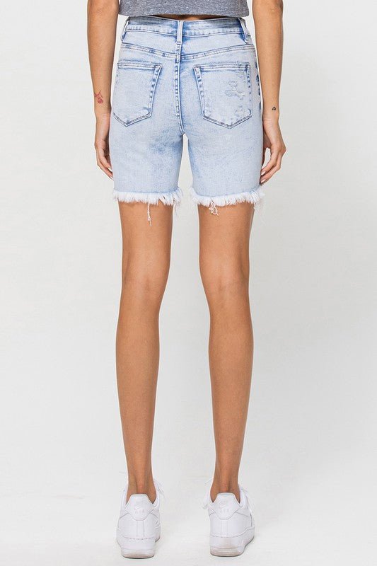 Høy Midje Midi Shorts Denim - NordHjem