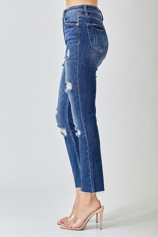 Høyt liv Distressed Avslappede Skinny Jeans - NordHjem