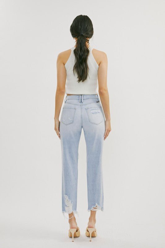 Høyt liv Distressed Jeans Lys Denim - NordHjem