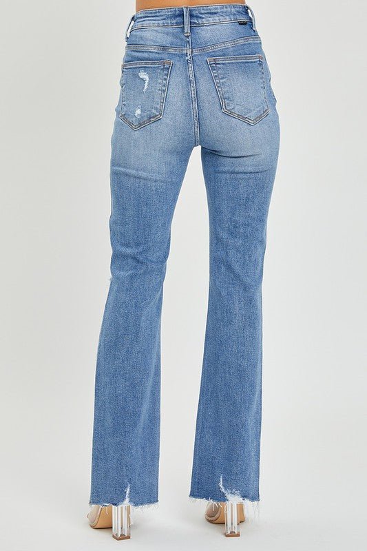 Høyt liv Flare Jeans Medium Denim - NordHjem