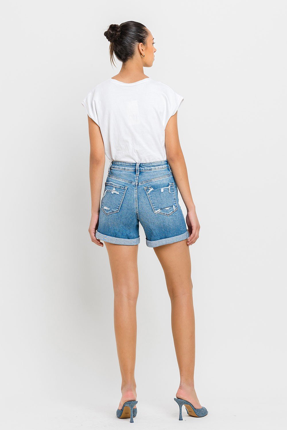 Rullede mansjettshorts for kvinner i denim - NordHjem