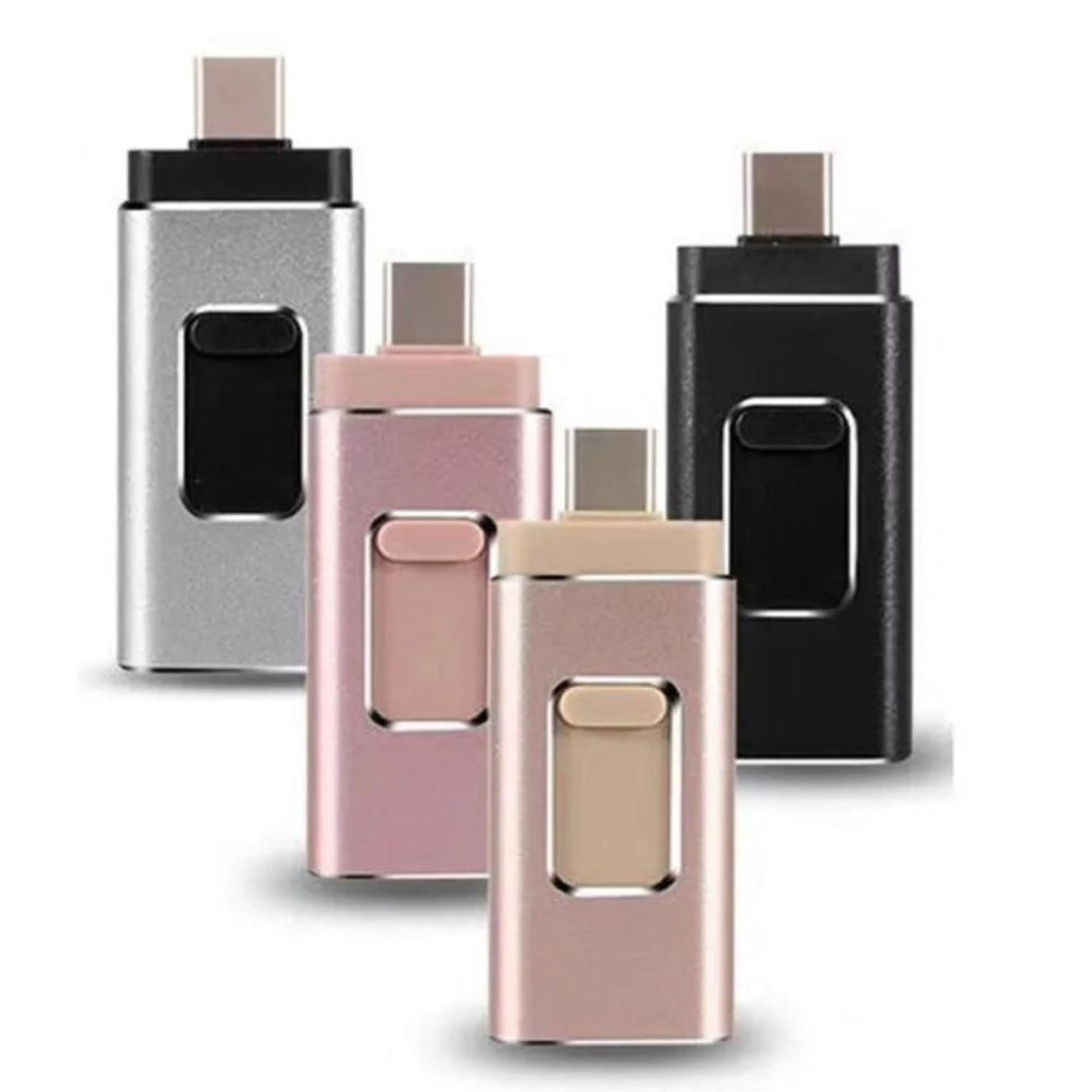 #Aldri mer fullt minne på mobilen med vår 4-i-1 Flash Drive. Passer til alle enheter!