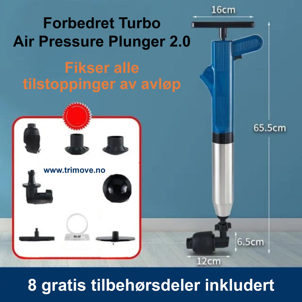 Forbedret Turbo Air Pressure Plunger 2.0™ - Fjerner alle tilstoppinger! - NordHjem