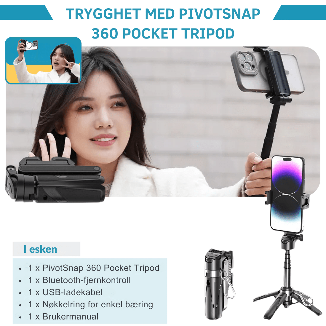 PivotSnap 360 Lommestativ - NordHjem