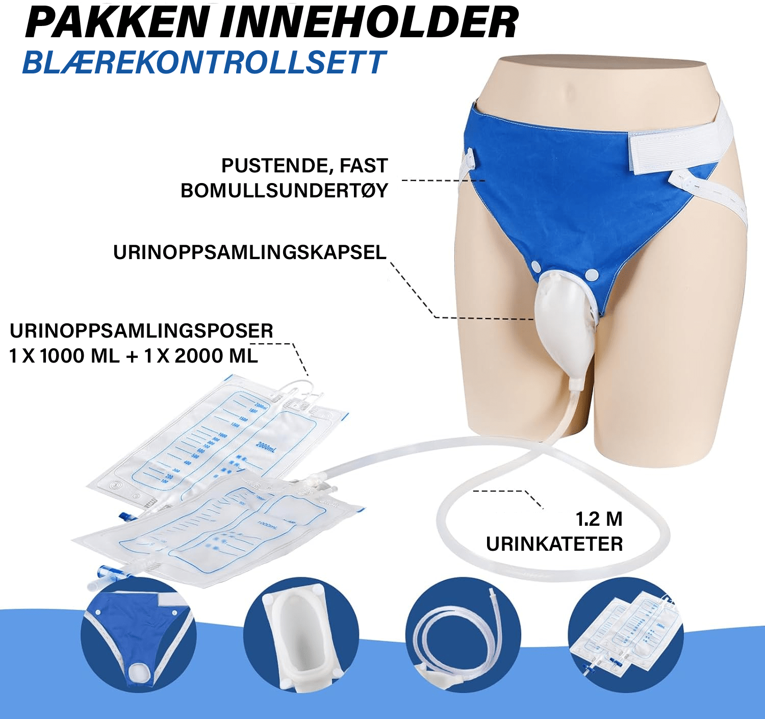 Lekkasjesikker gjenbrukbar medisinsk urinpose - NordHjem