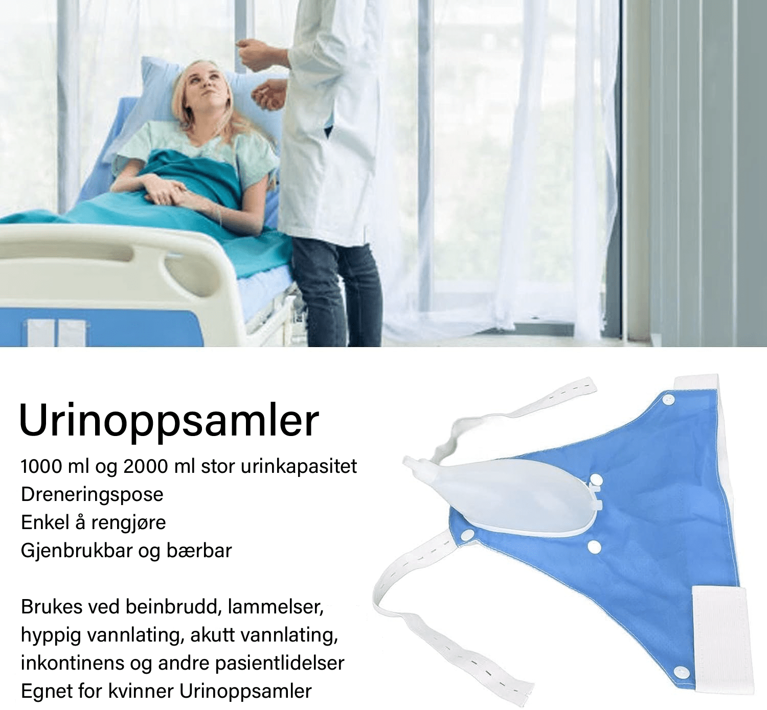 Lekkasjesikker gjenbrukbar medisinsk urinpose - NordHjem
