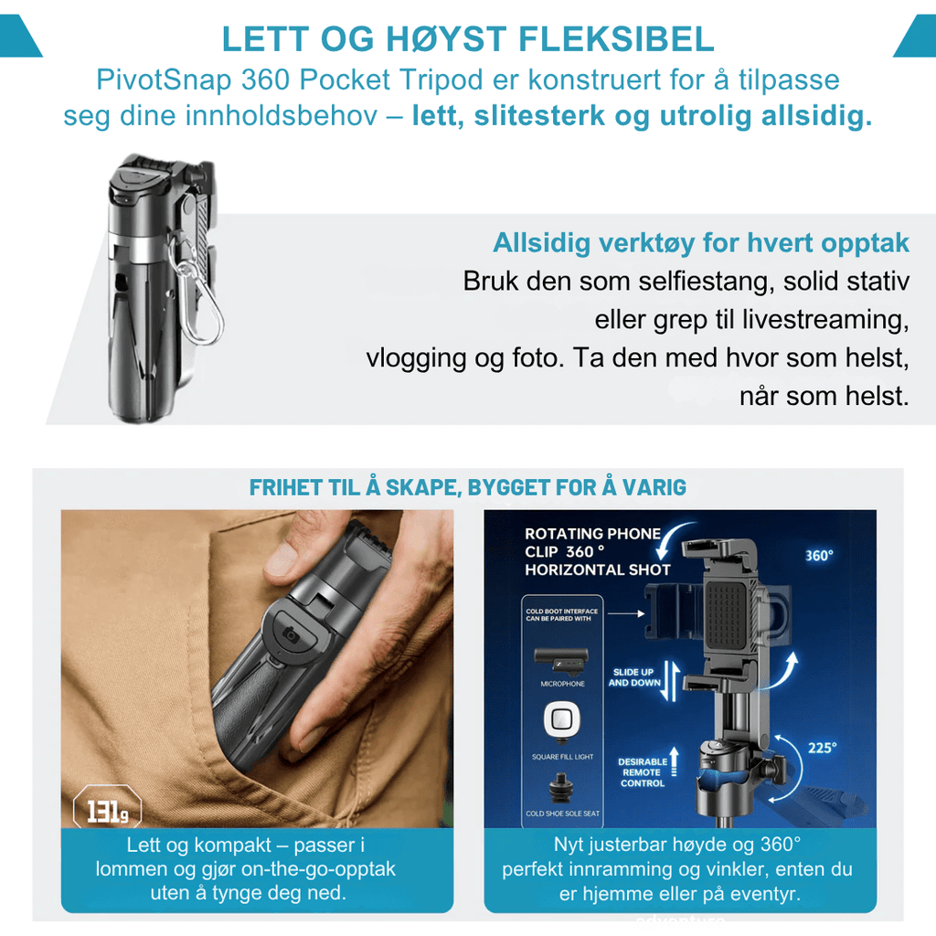 PivotSnap 360 Lommestativ - NordHjem