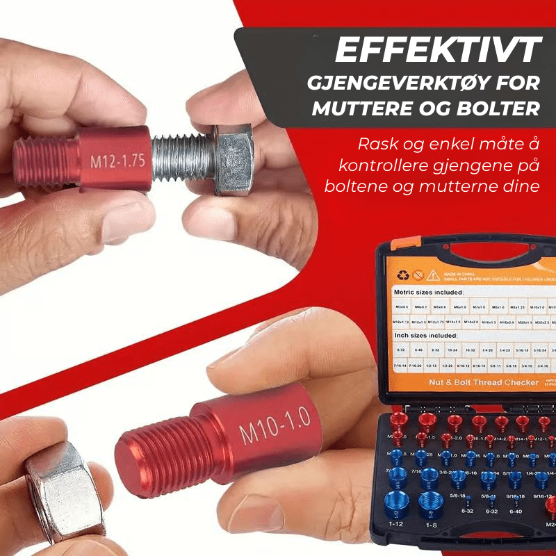 BoltGauge X44 – 44 - delt Universalt Gjengekontrollsett (Metrisk og SAE) - NordHjem
