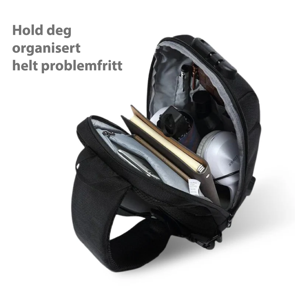 Tyverisikker Crossbody Bag med USB - ladeport - NordHjem