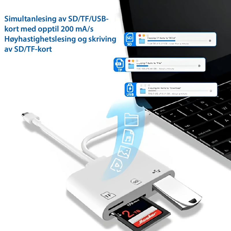 Ultra - rask SD/TF/USB - C - kortleser - høyhastighets dataoverføring - NordHjem