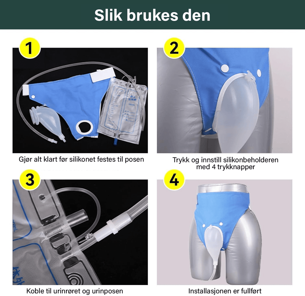 Lekkasjesikker gjenbrukbar medisinsk urinpose - NordHjem