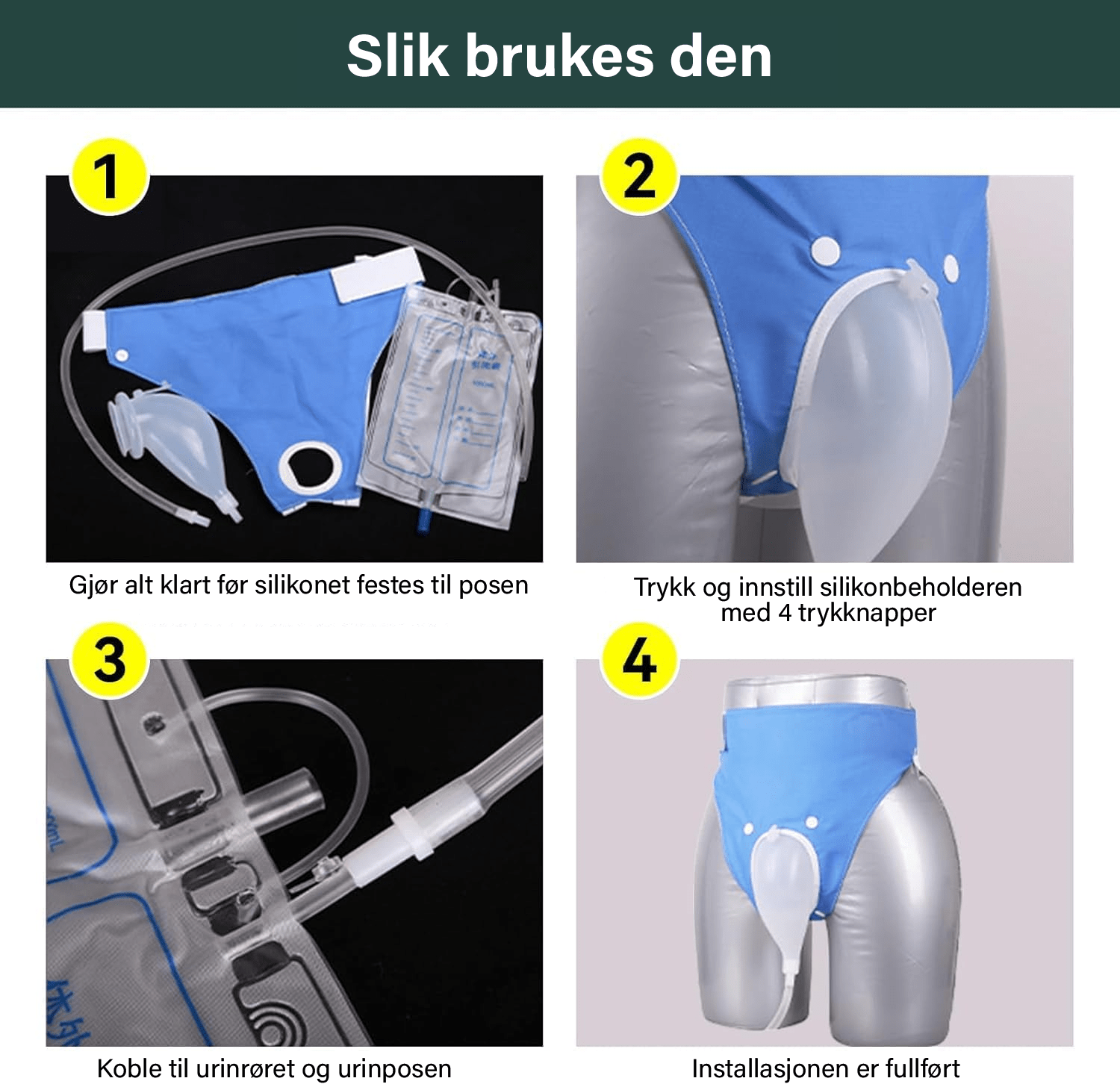 Lekkasjesikker gjenbrukbar medisinsk urinpose - NordHjem