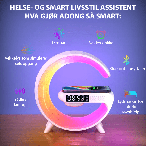 GlowTunes Smart Lamp - Multifunksjonell Bluetooth - høyttaler - NordHjem