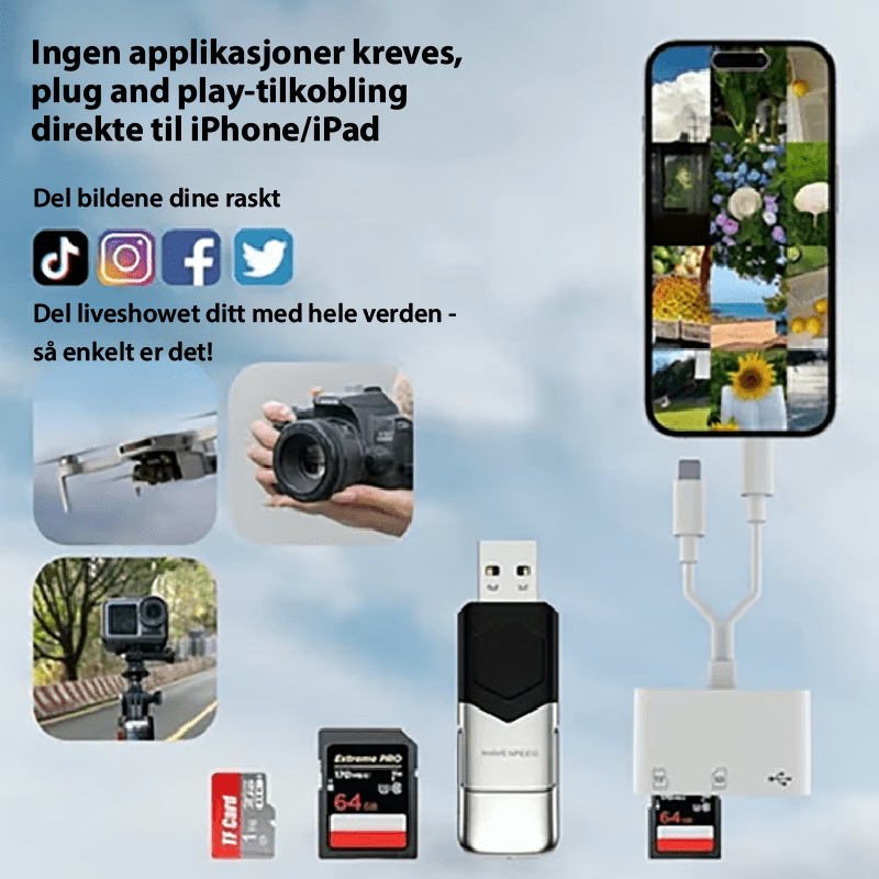 Ultra - rask SD/TF/USB - C - kortleser - høyhastighets dataoverføring - NordHjem