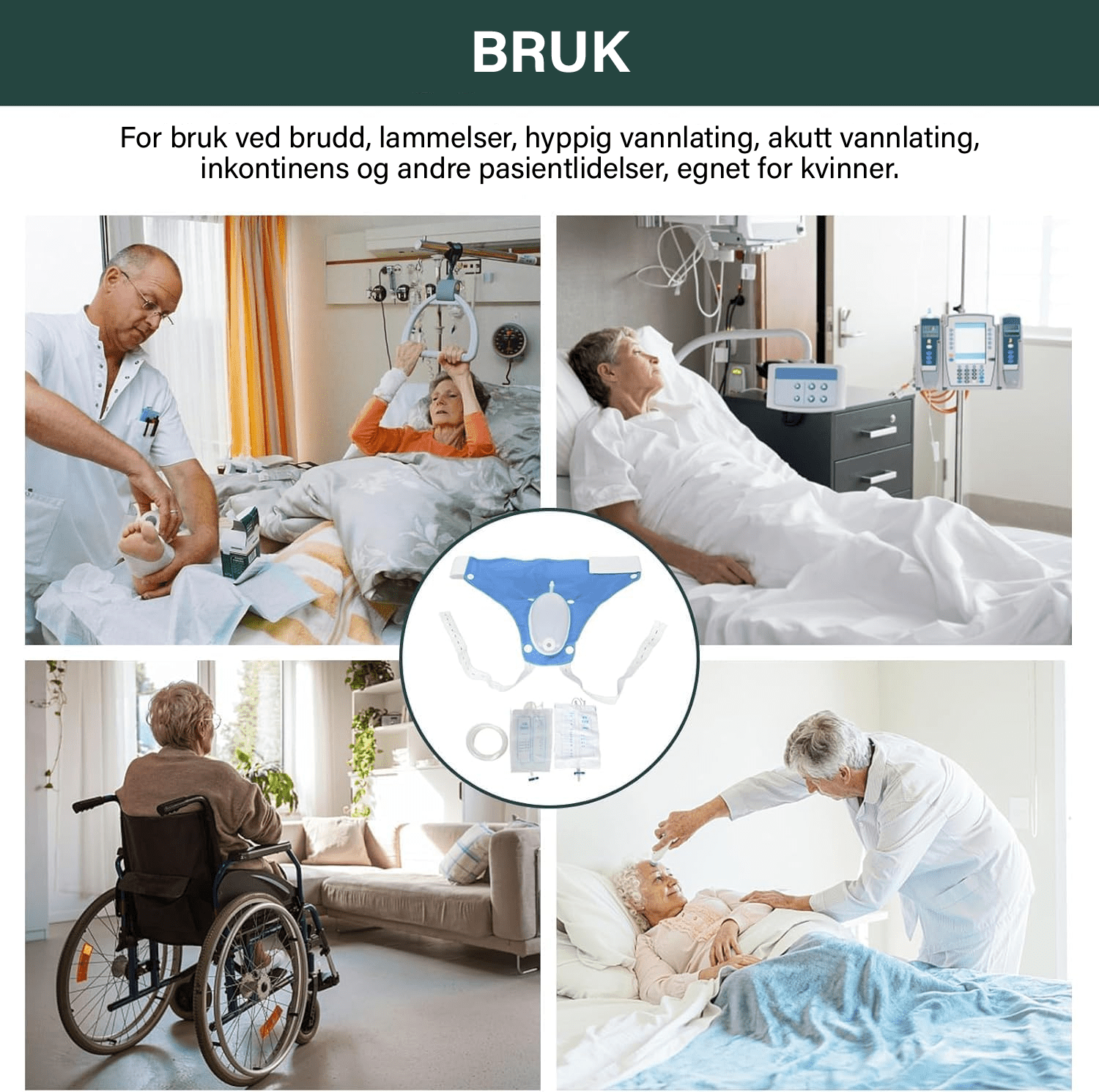 Lekkasjesikker gjenbrukbar medisinsk urinpose - NordHjem