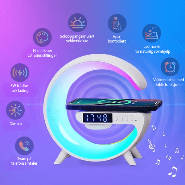 GlowTunes Smart Lamp - Multifunksjonell Bluetooth - høyttaler - NordHjem