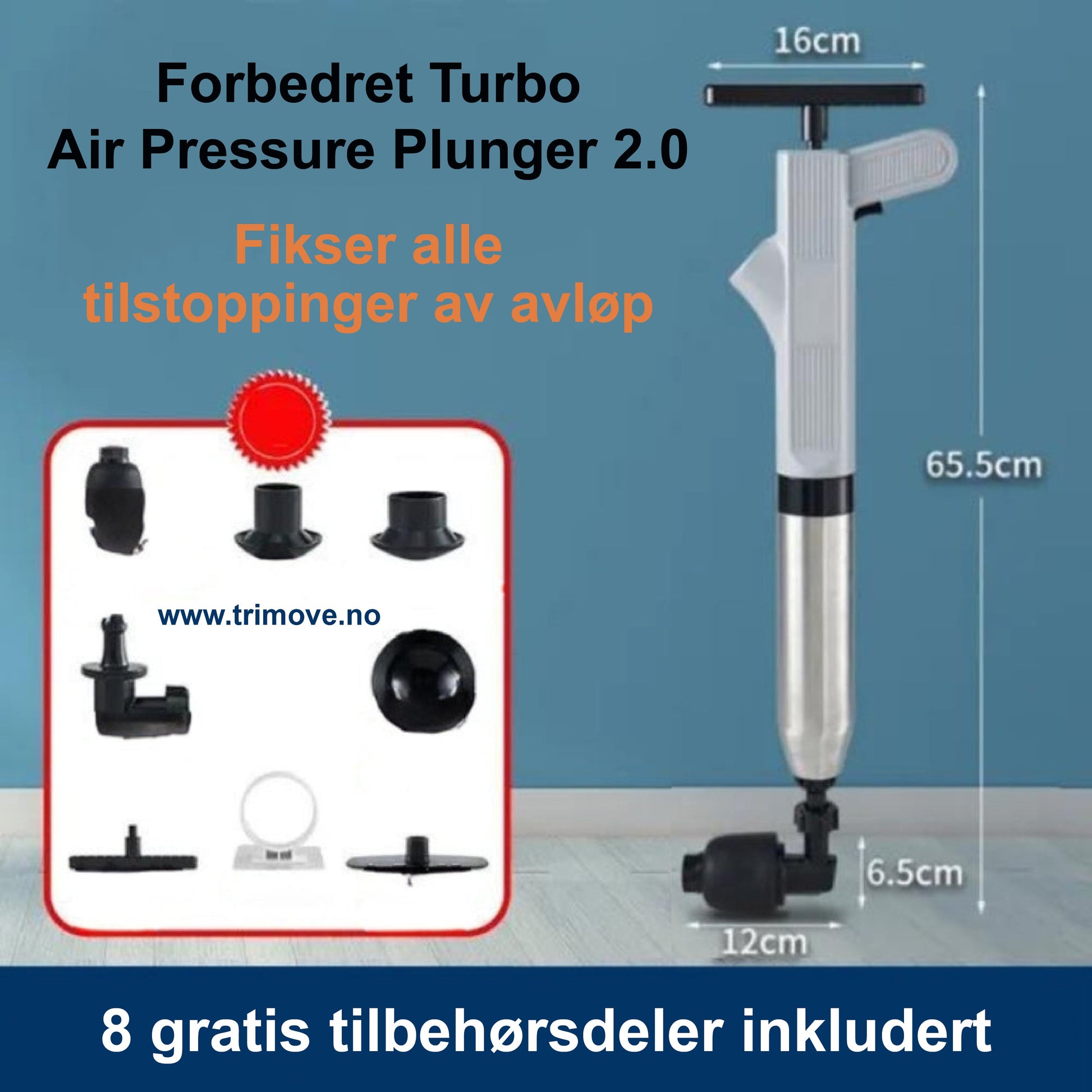 Forbedret Turbo Air Pressure Plunger 2.0™ - Fjerner alle tilstoppinger! - NordHjem