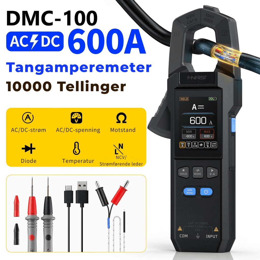 DMC - 100 SmartMeter™ | Presisjons Strømtang Multimeter med Fargeskjerm - NordHjem