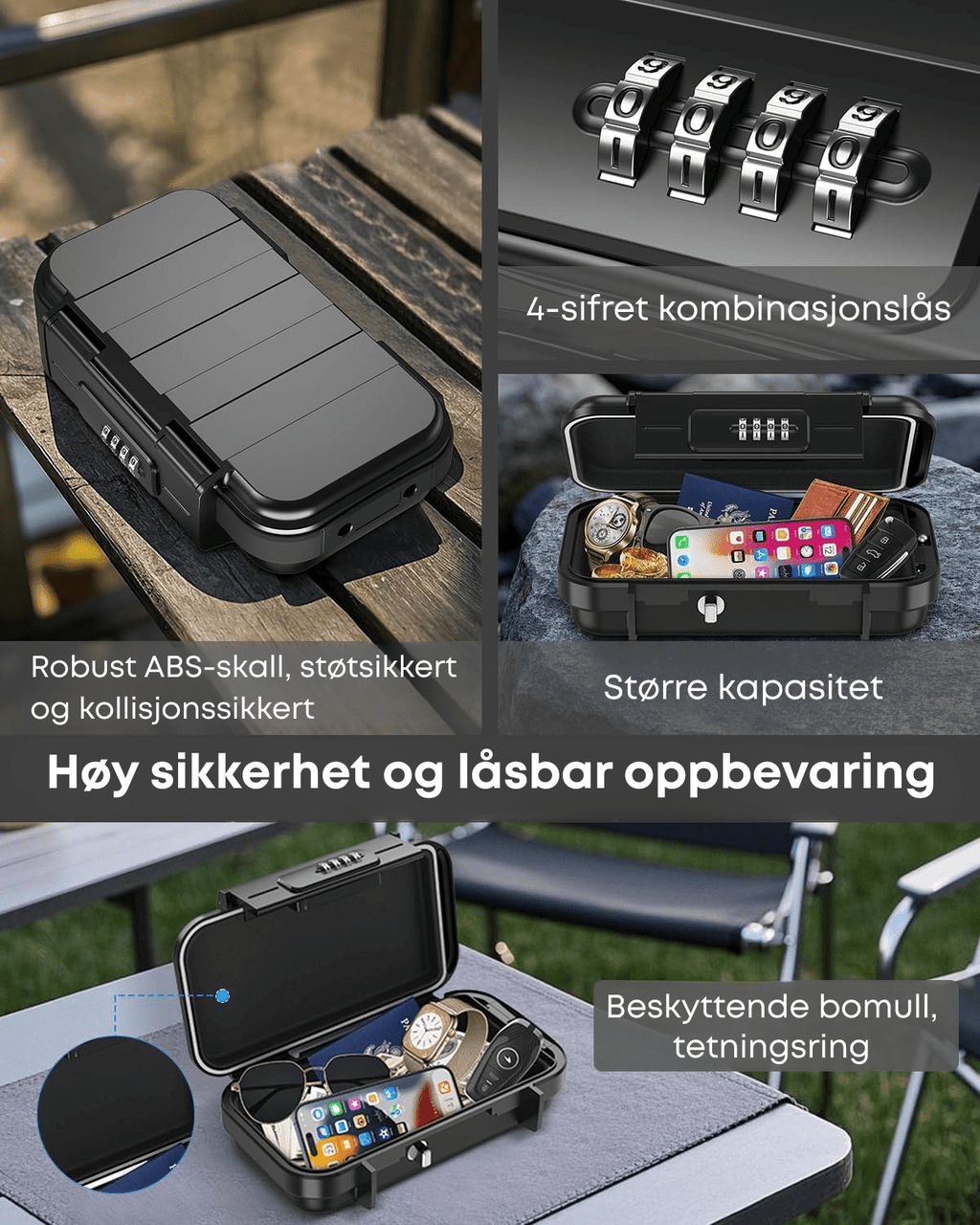 Vann - og Tyverisikret Mini Reisesafe - NordHjem