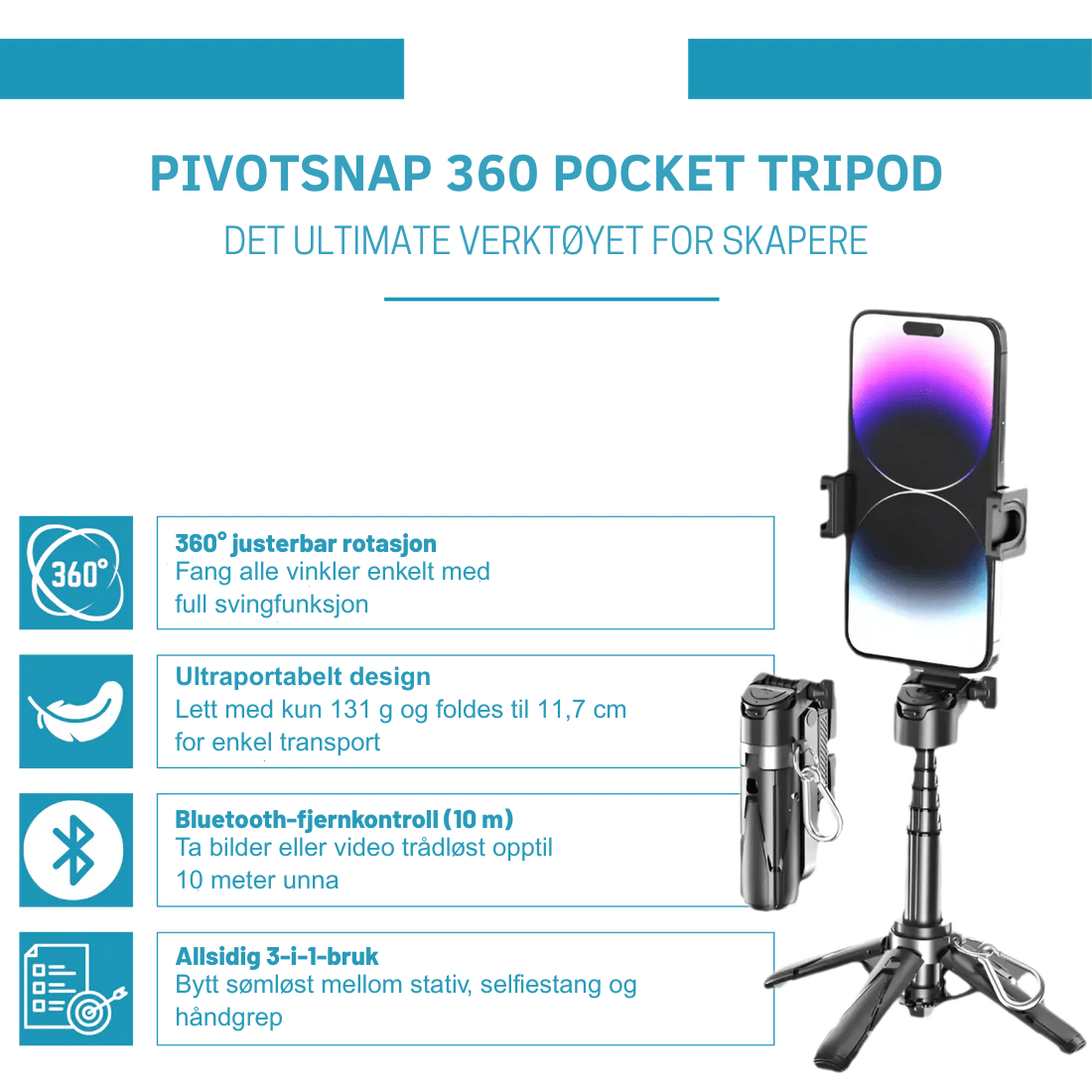 PivotSnap 360 Lommestativ - NordHjem